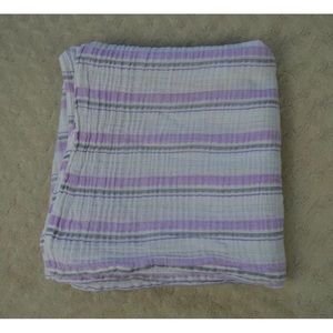 Light Purple Grey White Stripes Baby Swaddle Blanket Muslin Thin Lovey